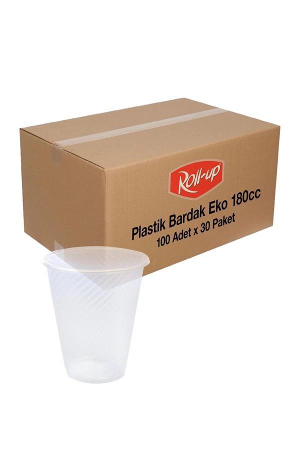 Plastik Bardak Ekonomik Şeffaf 180cc 100 Adet x 30 Paket Koli - Image 1
