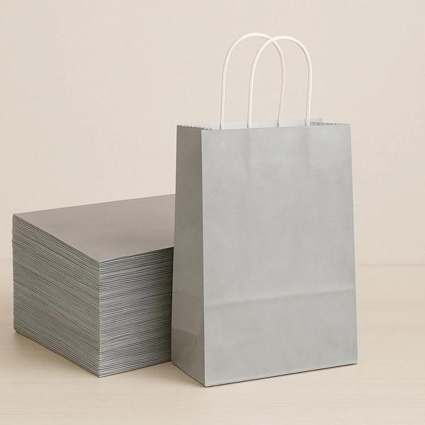 Supertrend Kraft Çanta Gümüş Küçük Boy 18x24cm 25li - Image 1