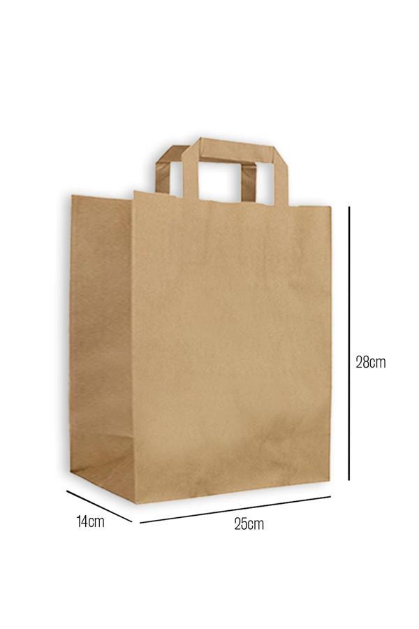 Düz Dıştan Saplı Kraft Çanta 25 x 28 x 14cm 200lü - Image 1
