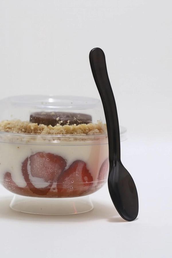 Lüks Plastik Dondurma-Tatlı Kaşık Siyah 50li - Image 1