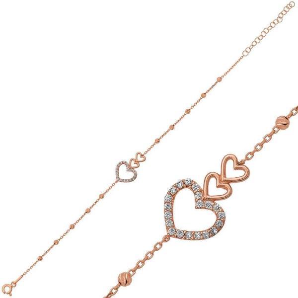 Supertrend Gümüş Rose Dorissa Üç Kalp Bileklik - Image 1