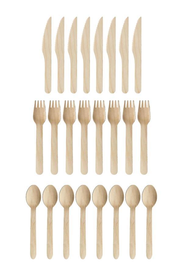 Supertrend 24 Parça Doğa Dostu Ahşap Çatal Bıçak Kaşık Seti - Image 1