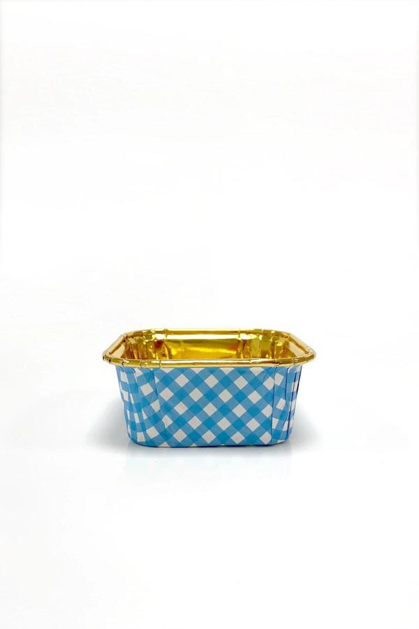 Supertrend Muffin Kek Kapsülü Kare Pötikare Mavi-Altın 25li - Image 1