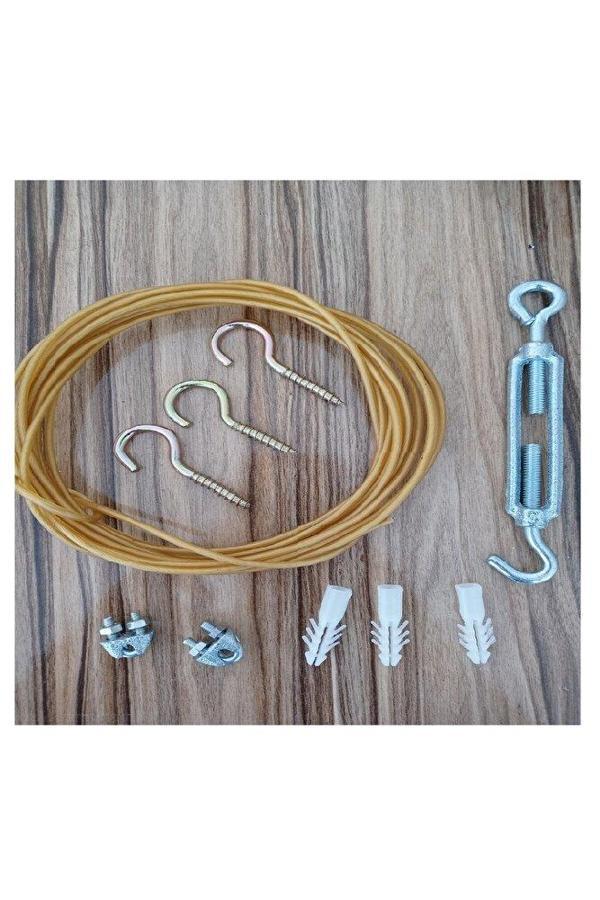 Balkon Filesi Montaj Seti 2,50 X 18 Metre Için Montaj Aparatları Çelik Halat  - Image 1