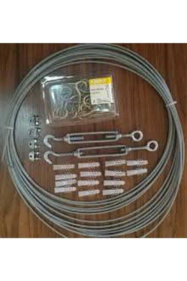 2,50 X10 Metre Balkon Filesi Montaj Aparatları Balkon Ağ Montaj Malzemeleri Kanca Dubel Çelik Halat  - Image 1