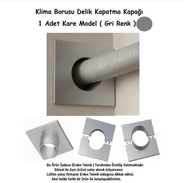Klima Borusu Delik Kapatma Kapagı Kare Model Plastik 1 Adet Gri Renk - Image 1