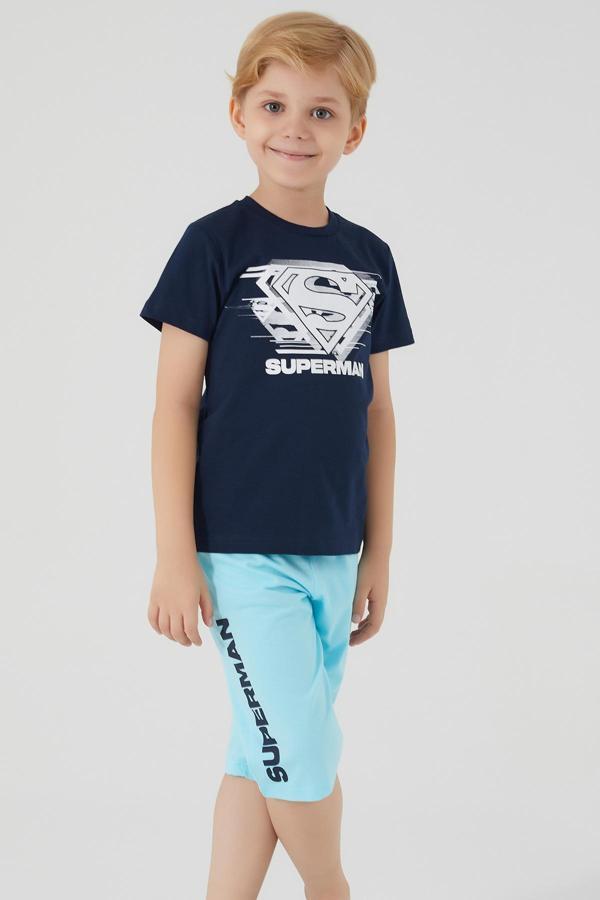 SuperMan L1562-3 Erkek Çocuk  Lacivert Alt Üst Takım - Image 1