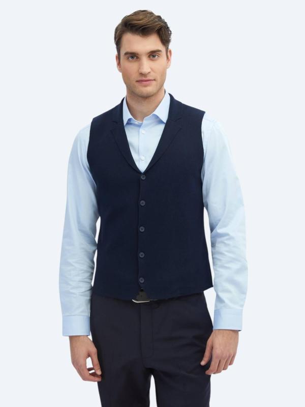 Lacivert Regular Fit Casual Örme Triko Yelek - Image 1