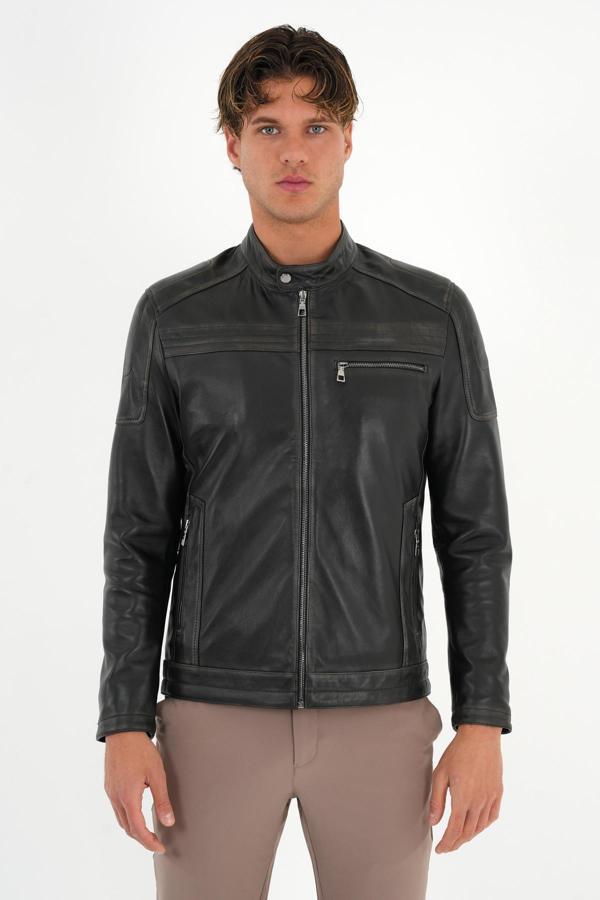 Tyler Siyah Erkek Deri Mont - Image 1