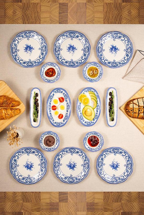 Fecra Majestic Blue 14 Parça Kahvaltı Takımı - Image 1