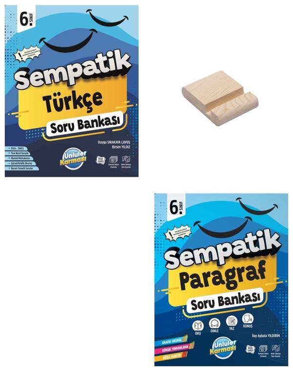 6. Sınıf Sempatik Türkçe ve Paragraf Soru Bankası + Telefon Standı - Ünlüler Karması Yayınları - Image 1