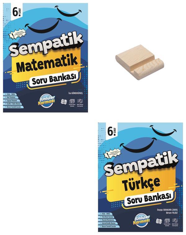 6. Sınıf Sempatik Matematik ve Türkçe Soru Bankası + Telefon Standı - Ünlüler Karması Yayınları - Image 1
