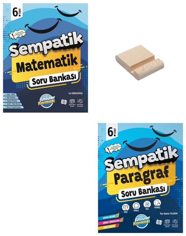 6. Sınıf Sempatik Matematik ve Paragraf Soru Bankası + Telefon Standı - Ünlüler Karması Yayınları - Image 1