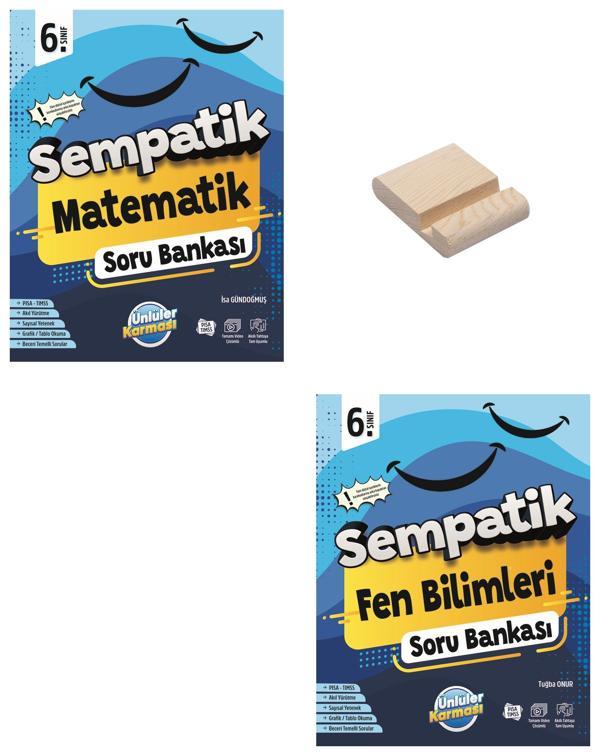 6. Sınıf Sempatik Matematik ve Fen Bilimleri Soru Bankası + Telefon Standı - Ünlüler Karması Yayınları - Image 1