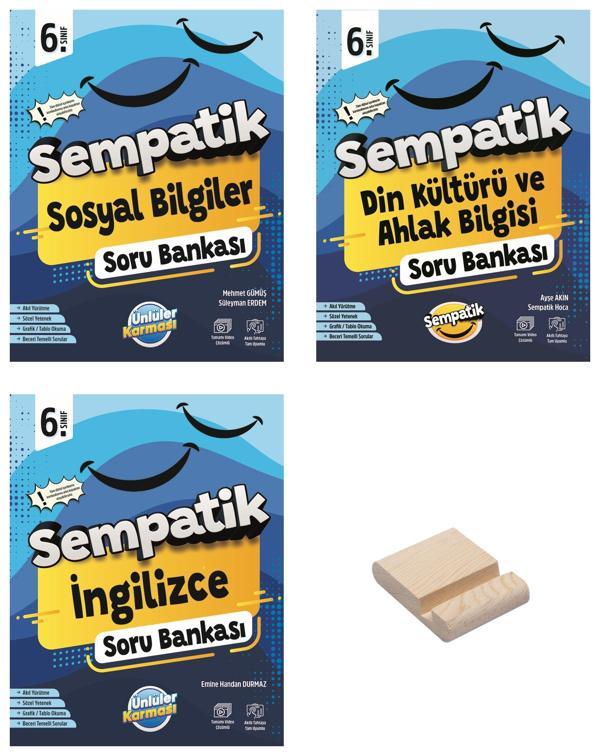 6. Sınıf Sempatik Sosyal Din Kültürü ve İngilizce Soru Bankası + Telefon Standı - Ünlüler Karması Yayınları - Image 1