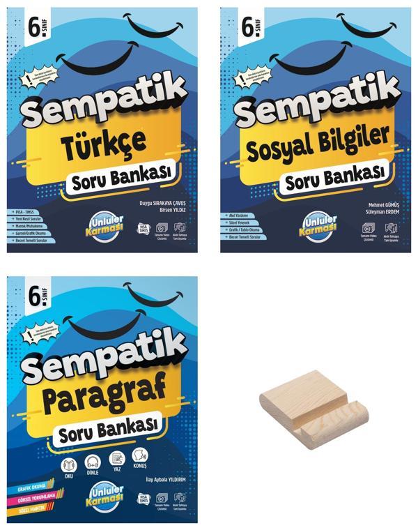 6. Sınıf Sempatik Türkçe Sosyal ve Paragraf Soru Bankası + Telefon Standı - Ünlüler Karması Yayınları - Image 1