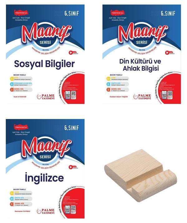 6. Sınıf Maarif Serisi Sosyal Din ve İngilizce Akademik Gelişim Denemeleri 3lü Set + Telefon Standı - Palme Yayınları - Image 1