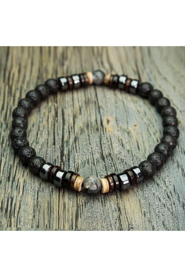 Alnis Atelier Lav Taşı, Hematit Ve Jasper Taşı Doğal Taş Bileklik - Image 1