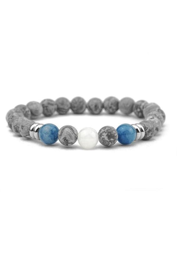 Alnis Atelier Gri Jasper, Ceyt Ve Ay Taşı Doğal Taş Bileklik - Image 1