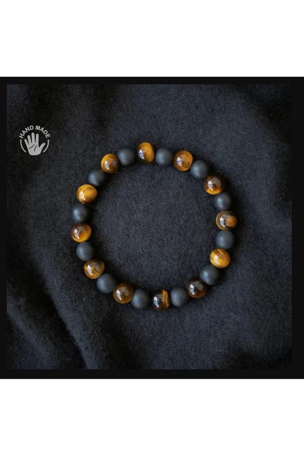 Alnis Atelier Kaplan Gözü Ve Mat Oniks Doğal Taş Bileklik - Image 1