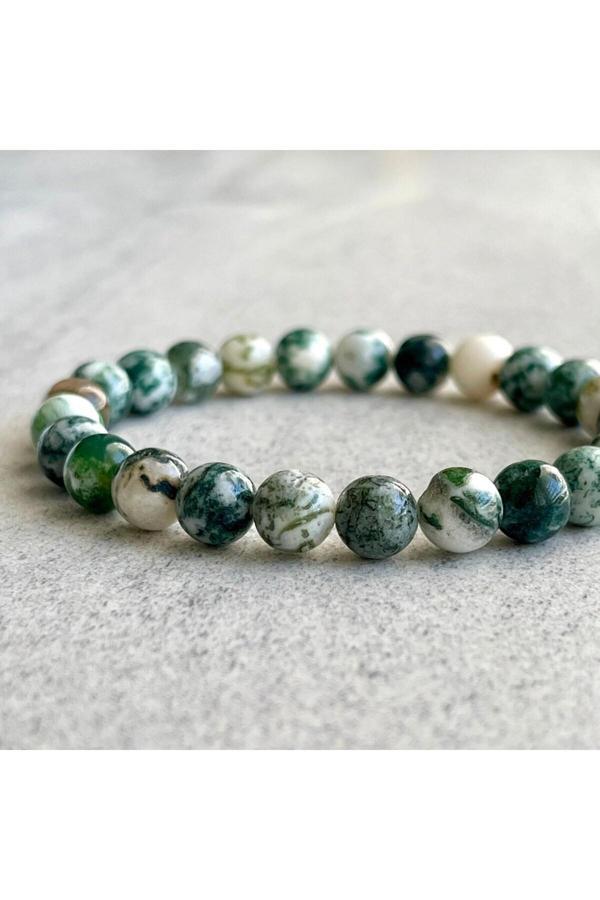 Alnis Atelier Yosunlu Akik Doğal Taş Bileklik - Image 1