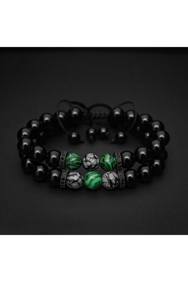 Alnis Atelier Malakit, Obsidyen Ve Oniks Doğal Taş Bileklik 2Li Kombin - Image 1