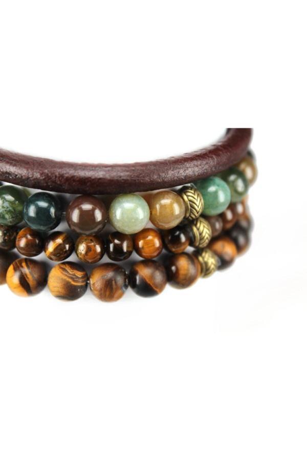 Alnis Atelier Akik Ve Kaplan Gözü Doğal Taş Bileklik Kombin - Image 1