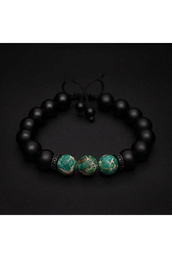 Alnis Atelier Varisit Ve Mat Oniks Doğal Taş Bileklik - Image 1