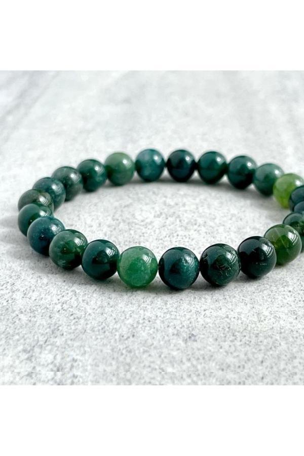 Alnis Atelier Yosunlu Akik Parlak Doğal Taş Bileklik - Image 1