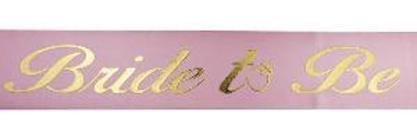 KUŞAK KURDELA BRIDE TO BE PEMBE ALTIN 1.5 METRE - Image 1