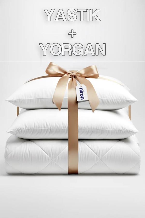 Niron Çift Kişilik Yorgan + 2 Adet Yastık Seti – 195x215 cm 4 Mevsim Mikrofiber Konfor - Image 1