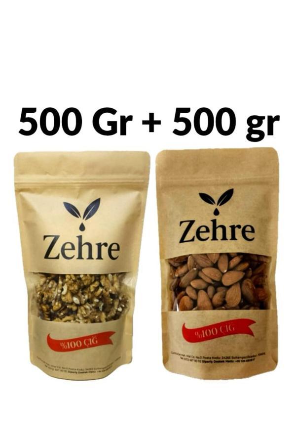 Zehre Büyük Boy Ikili - Çiğ Badem Içi 500 Gr + Ceviz Içi 500 Gr - Image 1