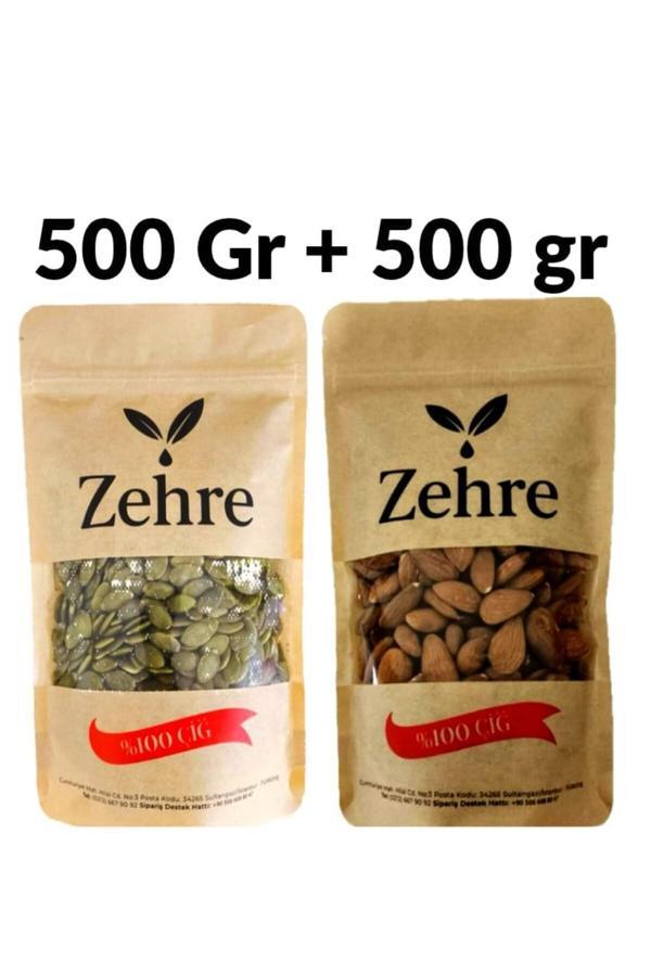 Zehre Büyük Boy Ikili - Çiğ Badem Içi 500 Gr + Çiğ Kabak Çekirdeği 500 Gr - Image 1