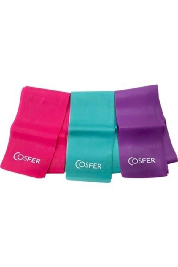 Cosfer 3 Lü Pilates Bandı Seti Direnç Hafif Orta Sert 3Lü Set Pilates Lastiği - Image 1