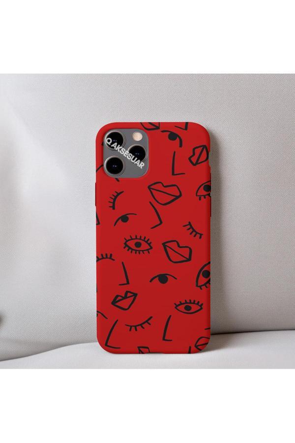 Q Aksesuar İphone 12 Pro Uyumlu İçi Kadife Dudak Desenli Tasarım Telefon Kılıfı - Image 1