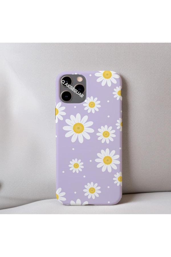 Q Aksesuar İphone 15 Plus Uyumlu Papatya Desenli İçi Kadife Silikon Tasarım Telefon Kılıfı Kapak - Image 1