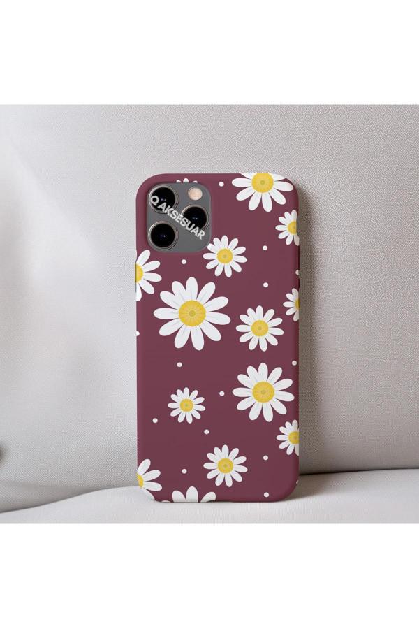 Q Aksesuar İphone Se 3.Nesil (2022) Uyumlu Papatya Desenli İçi Kadife Silikon Tasarım Telefon Kılıfı Kapak - Image 1