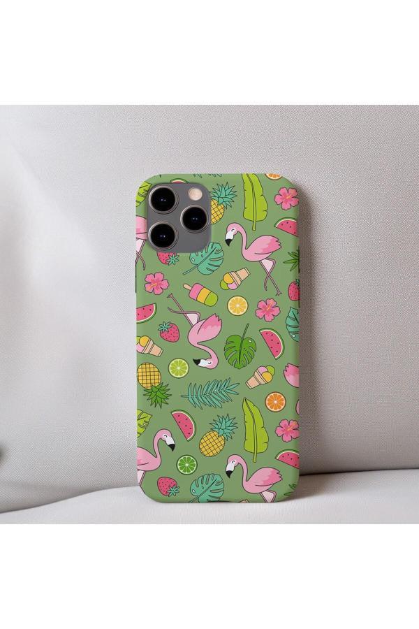 Q Aksesuar İphone 11 Uyumlu İçi Kadife Flamingo Desenli Telefon Kılıfı - Image 1