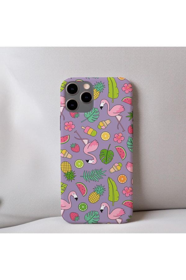 Q Aksesuar İphone 15 Plus Uyumlu İçi Kadife Flamingo Desenli Telefon Kılıfı - Image 1