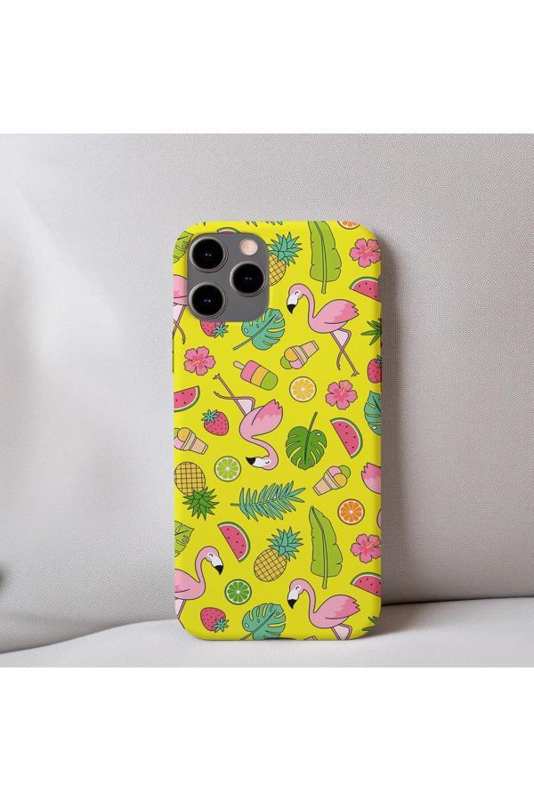 Q Aksesuar İphone Se 2.Nesil (2020) Uyumlu İçi Kadife Flamingo Desenli Telefon Kılıfı - Image 1