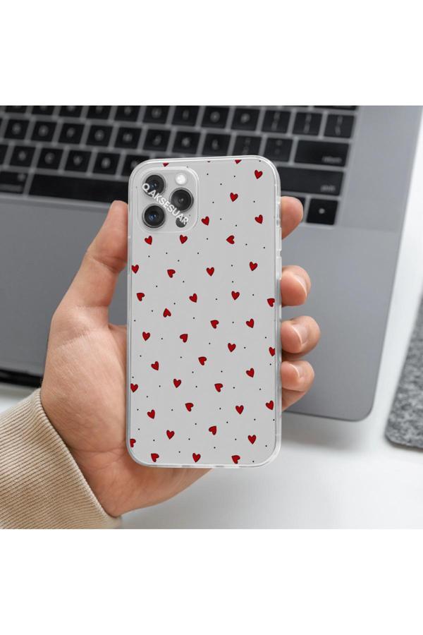Q Aksesuar Huawei P40 Pro Uyumlu Kalp Tasarımlı Premium Şeffaf Telefon Kılıfı - Image 1