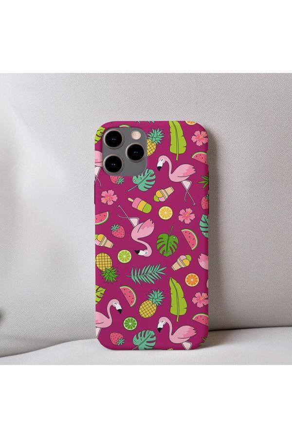 Q Aksesuar İphone X Uyumlu İçi Kadife Flamingo Desenli Telefon Kılıfı - Image 1