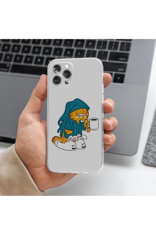 Q Aksesuar Samsung Galaxy M51 Uyumlu Garfield Tasarımlı Premium Şeffaf Telefon Kılıfı - Image 1
