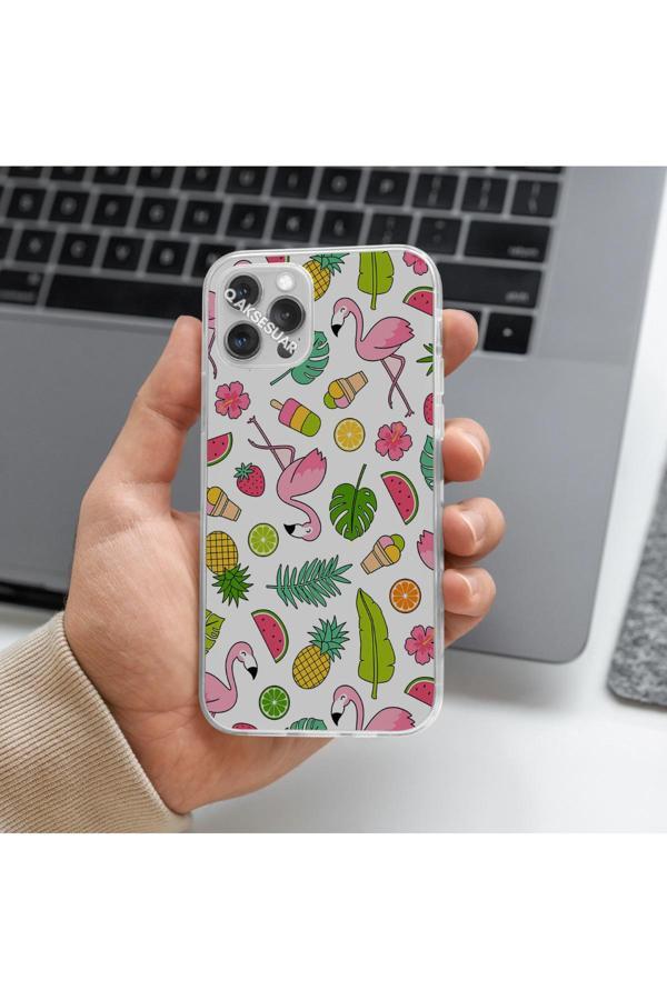 Q Aksesuar Samsung Galaxy A32 Uyumlu Flamingo Tasarımlı Premium Şeffaf Telefon Kılıfı - Image 1