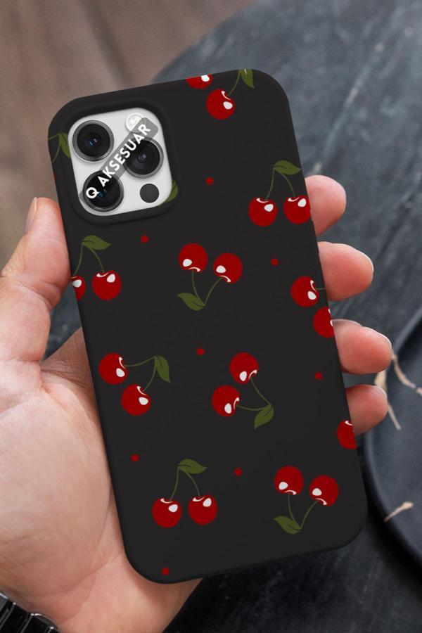 Q Aksesuar Vivo Y18 Uyumlu Kiraz Tasarımlı Premium Telefon Kılıfı - Image 1