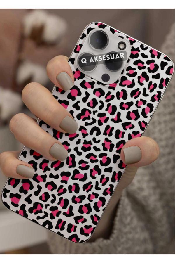 Q Aksesuar İphone 15 Uyumlu Pembe Tasarımlı Şeffaf Telefon Kılıfı Kapak Case - Image 1