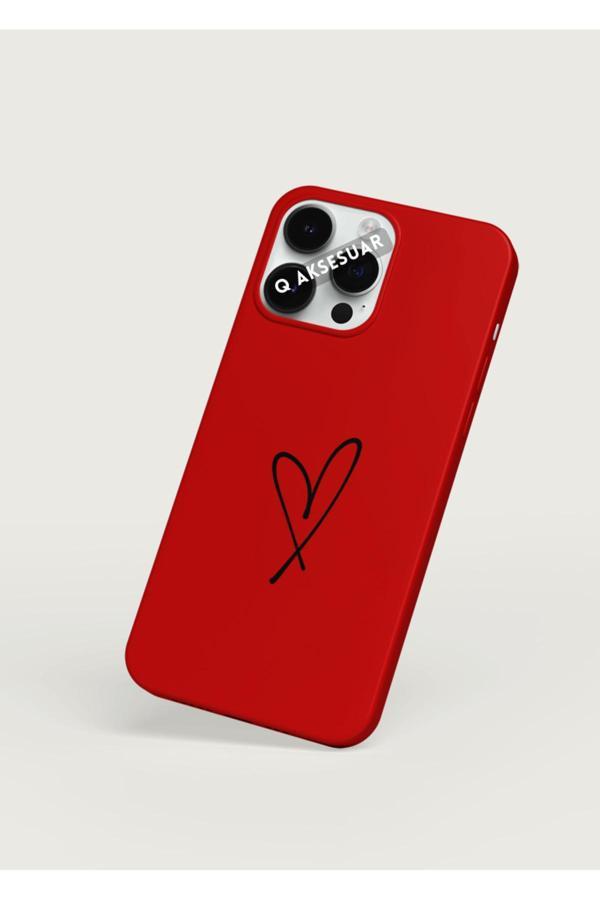 Q Aksesuar İphone X Uyumlu Kalpli Basic Premium Telefon Kılıfı - Image 1