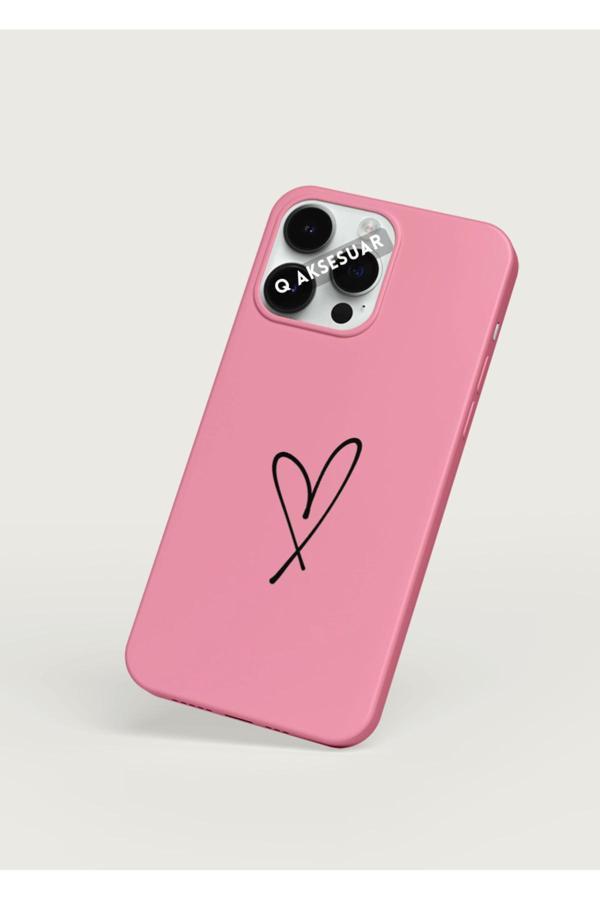 Q Aksesuar İphone 15 Uyumlu Kalpli Basic Premium Telefon Kılıfı - Image 1