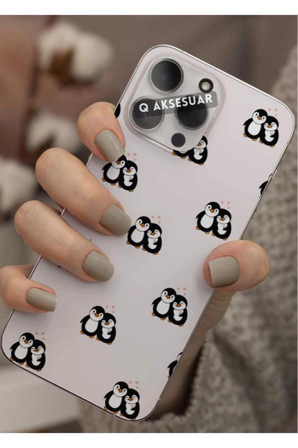 Q Aksesuar İphone Xs Max Uyumlu Sevimli Penguen Tasarımlı Şeffaf Telefon Kılıfı Kapak Case - Image 1