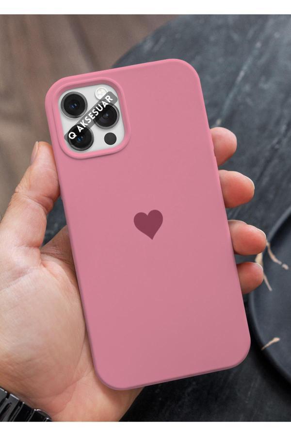 Q Aksesuar İphone 15 Pro Uyumlu Mini Kalp Serisi Basic Premium Telefon Kılıfı - Image 1